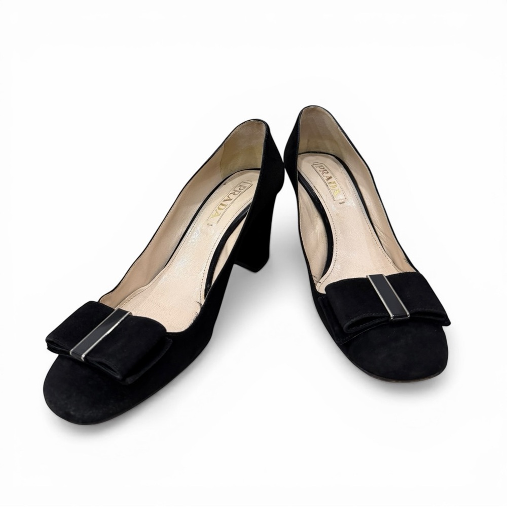 ❌SOLD❌ Prada Black Suede Bow Pumps 38.5